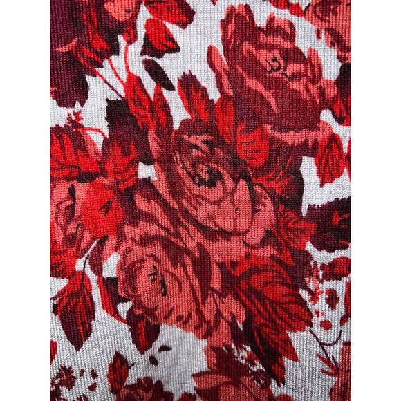 Quacker Factory Sweater Cardigan Womens Medium Christmas Floral Gem Buttons Rose - Picture 3 of 10